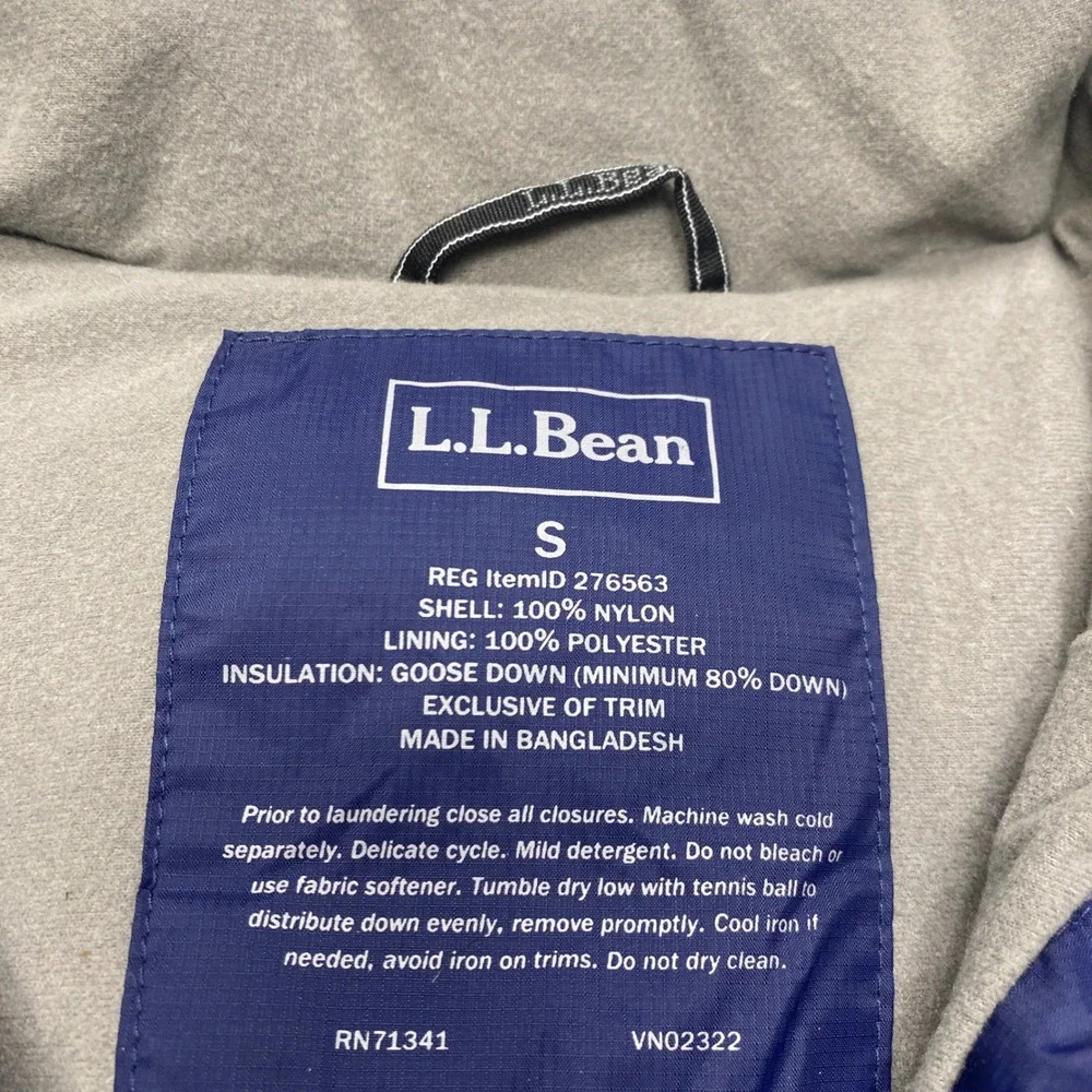 L.L. Bean Puffer Vest Women S Navy Blue Goose Down Insulated Fleece Lined 276563